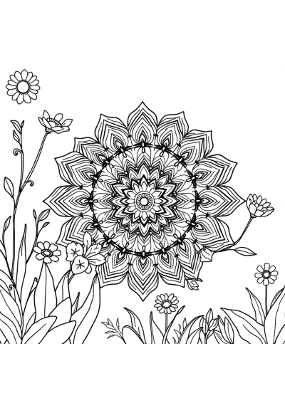 Bohemian Mandala In Garden Coloring Page