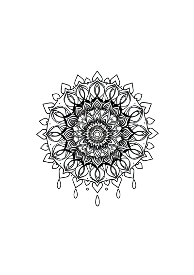 Bohemian Mandala In Rain Coloring Page