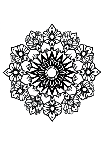 Bohemian Mandala With Flowers Coloring Page
