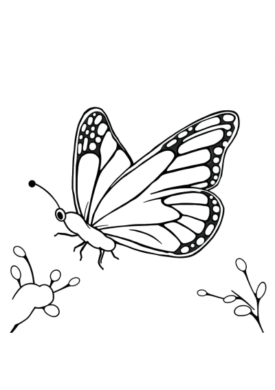 Butterfly With Detailed Wings In Winter Coloring Page