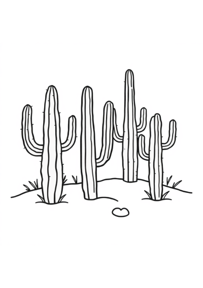 Cactus Desert Coloring Page