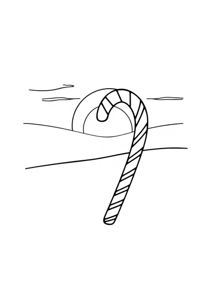 Candy Cane At Sunset Coloring Page