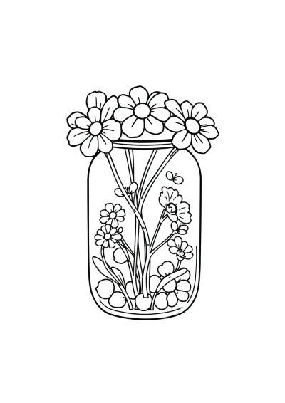 Candy Jar With Flowers Coloring Page