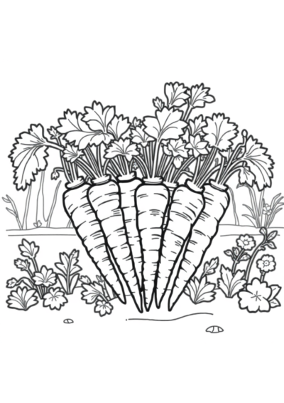 Carrot Bunch In Garden Coloring Page