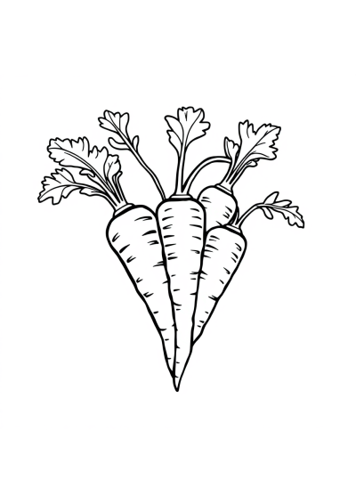 Carrot Bunch In Space Coloring Page