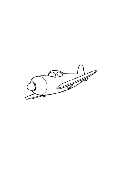 Cartoon Airplane Flying Coloring Page