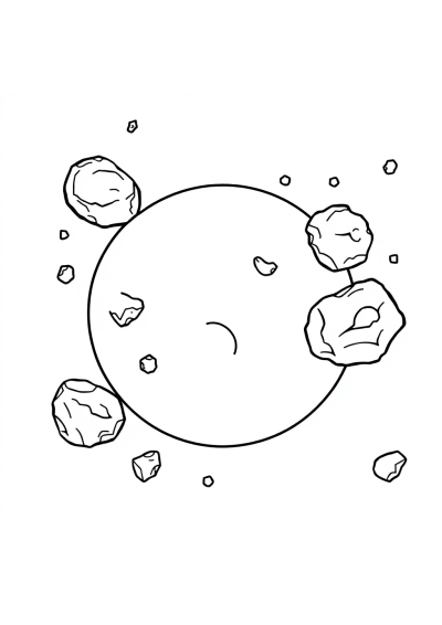 Cartoon Asteroid Belt Coloring Page