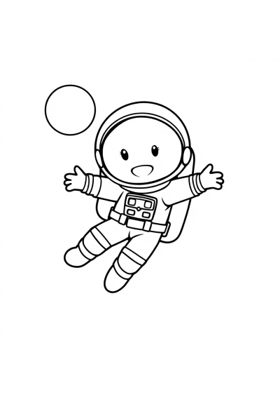 Cartoon Astronaut Floating In Space Coloring Page