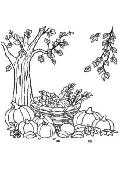 Cartoon Autumn Harvest Coloring Page