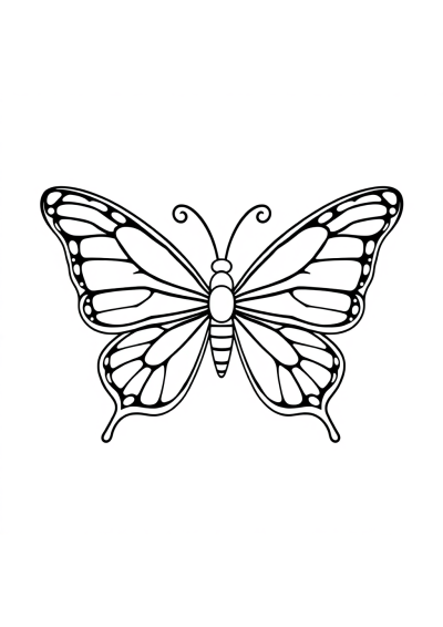 Cartoon Butterfly With Detailed Wings Coloring Page