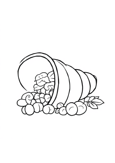 Cartoon Cornucopia Coloring Page