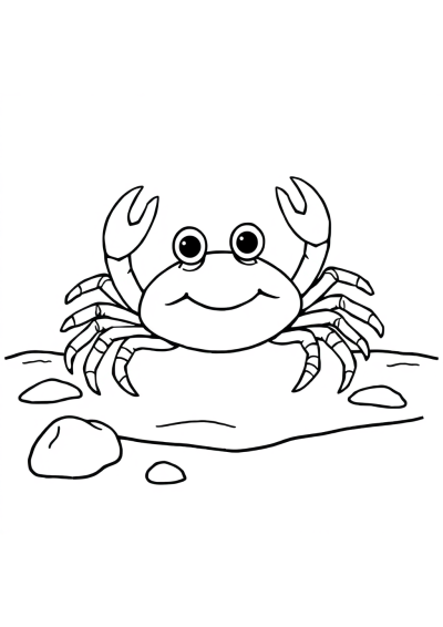 Cartoon Crab On Beach Coloring Page