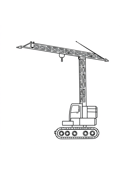 Cartoon Crane Lifting Coloring Page
