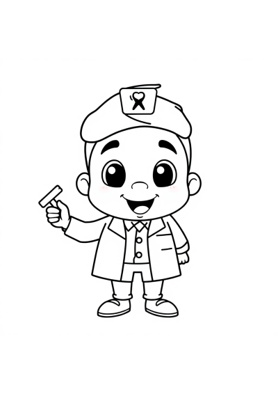 Cartoon Dentist Coloring Page