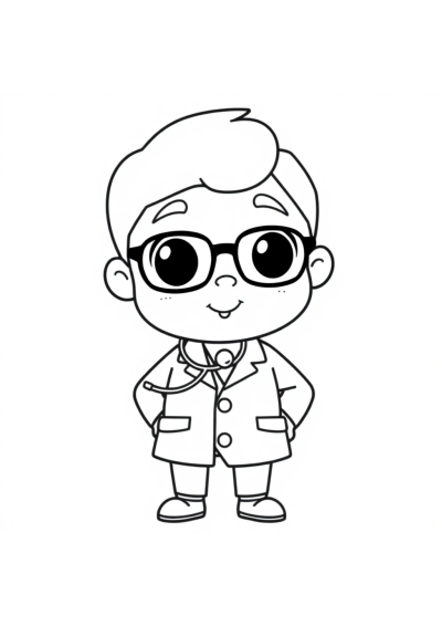 Cartoon Doctor With Stethoscope Coloring Page