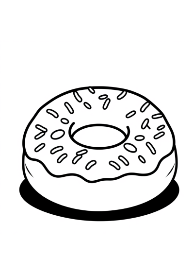 Cartoon Donut With Sprinkles Coloring Page