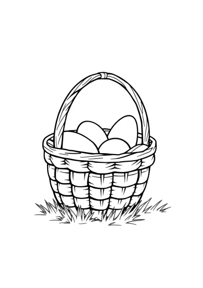 Cartoon Easter Basket Coloring Page