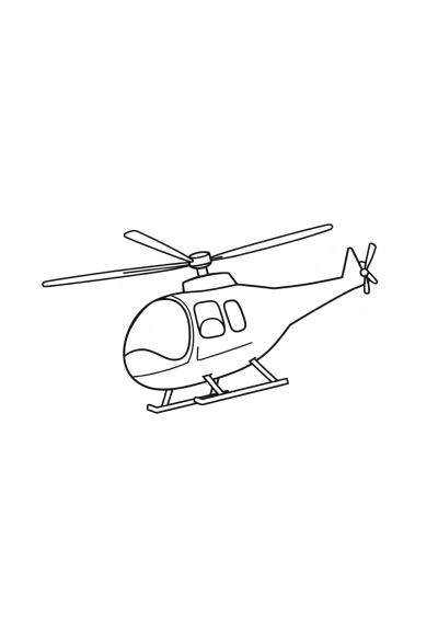 Cartoon Helicopter Flying Coloring Page