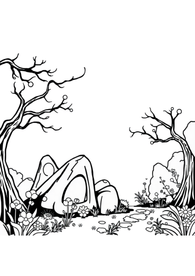 Cartoon Magical Forest Coloring Page