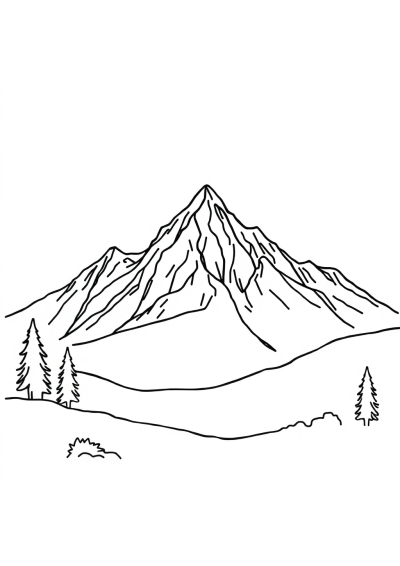 Cartoon Mountain Landscape Coloring Page