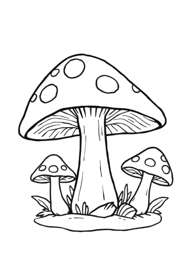 Cartoon Mushrooms Coloring Page