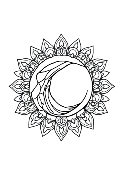 Cartoon Ocean Wave Mandala Coloring Page