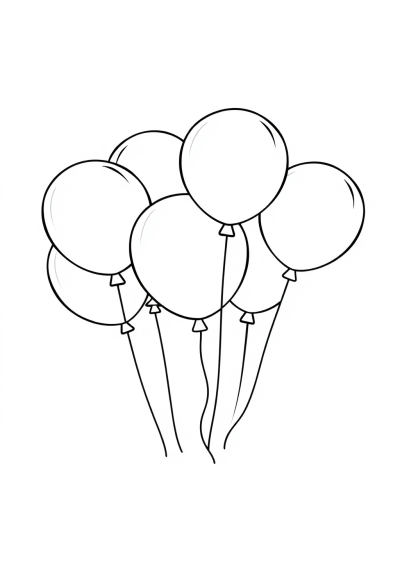 Cartoon Party Balloons Coloring Page