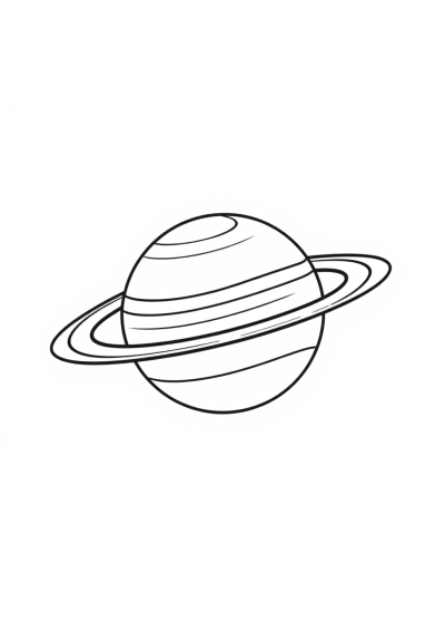 Cartoon Planet Saturn With Rings Coloring Page