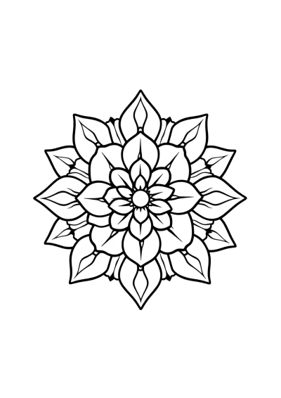 Cartoon Rose Mandala Pattern Coloring Page