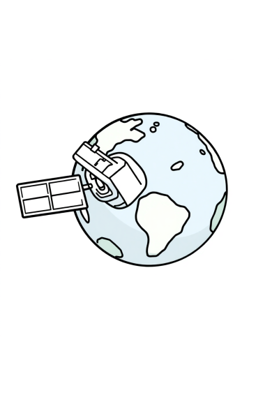 Cartoon Satellite Orbiting Earth Coloring Page