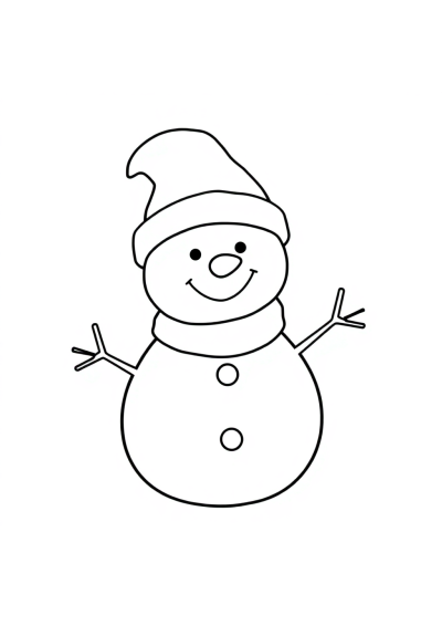 Detailed Cartoon Snowman With Hat Coloring Page
