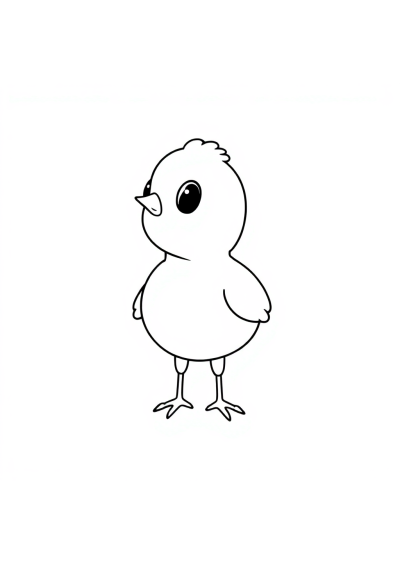 Cartoon Spring Chick Coloring Page