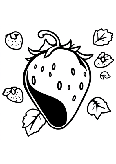 Cartoon Strawberry Coloring Page