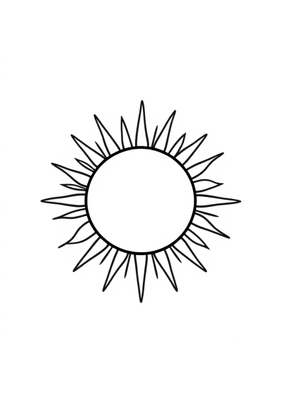 Cartoon Sun With Rays Coloring Page