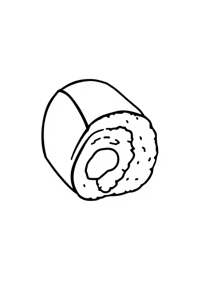 Cartoon Sushi Roll Coloring Page