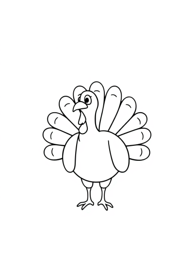Cartoon Thanksgiving Turkey Coloring Page
