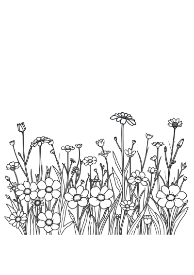 Cartoon Wildflower Field Coloring Page