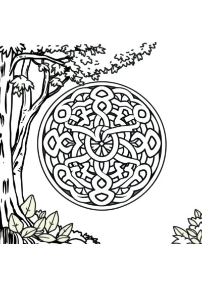 Celtic Knot Mandala In Forest Coloring Page