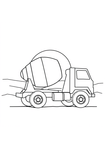 Cement Mixer At Sunset Coloring Page