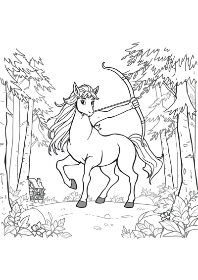 Centaur Archer In Forest Coloring Page