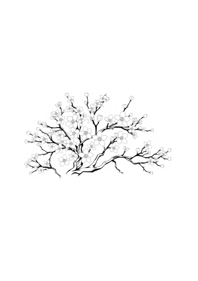 Cherry Blossom Tree In Winter Coloring Page
