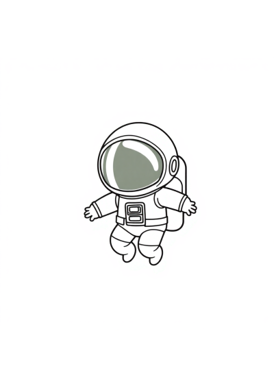 Chibi Astronaut Floating In Space Coloring Page