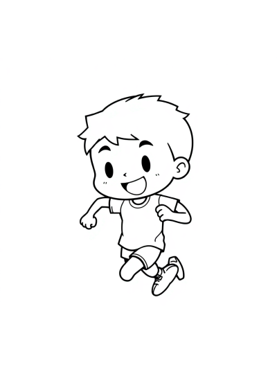 Chibi Athlete Running Coloring Page