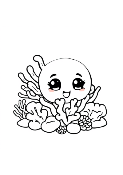Chibi Coral Reef Coloring Page
