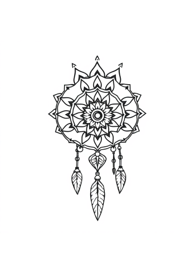 Chibi Dreamcatcher Mandala Coloring Page