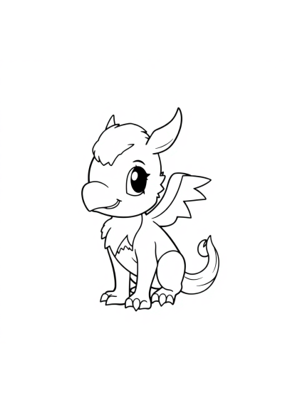 Chibi Griffin Creature Coloring Page