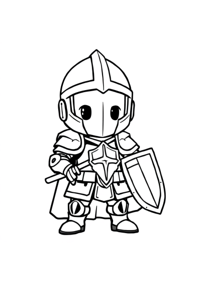 Chibi Knight In Armor Coloring Page