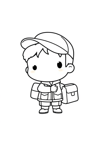 Chibi Mail Carrier Coloring Page