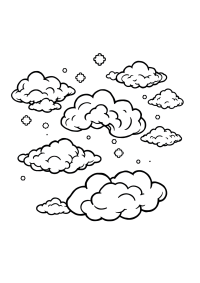 Chibi Nebula Clouds Coloring Page