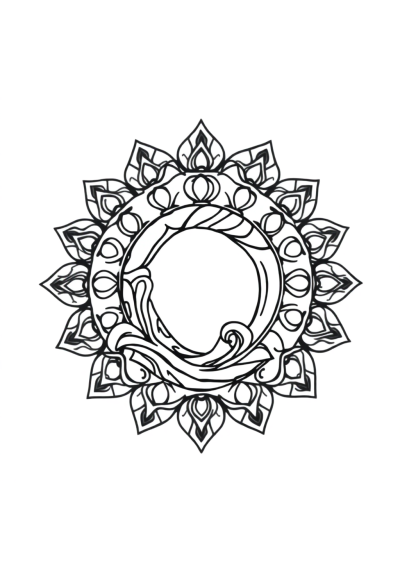 Chibi Ocean Wave Mandala Coloring Page